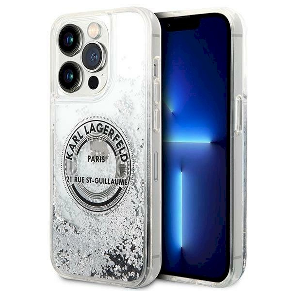 Originalus dėklas Karl Lagerfeld KLHCP14XLCRSGRS iPhone 14 Pro Max 6.7 " sidabrinis hardcase Liquid Glitter RSG Originalus dėklas Karl Lagerfeld KLHCP14XLCRSGRS iPhone 14 Pro Max 6.7 " sidabrinis hardcase Liquid Glitter RSG