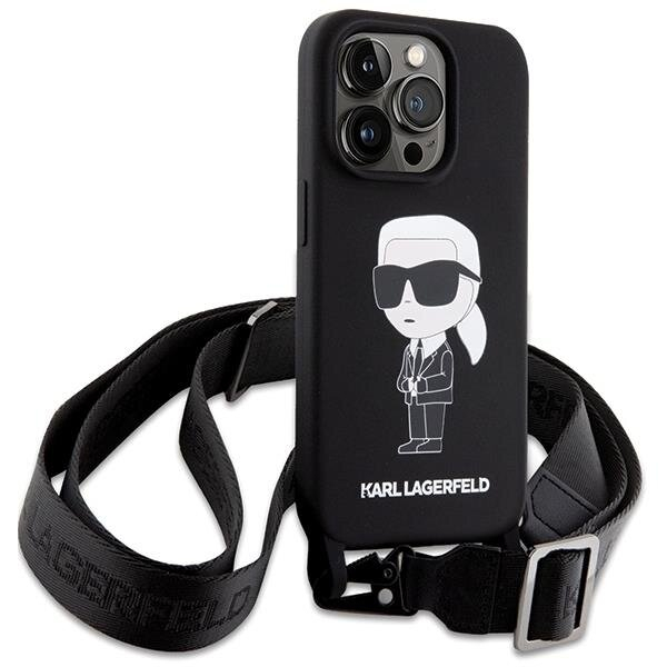 Originalus dėklas Karl Lagerfeld KLHCP15SSCBSKNK iPhone 15 6.1  hardcase Juodas Crossbody Silicone Ikonik 2 Originalus dėklas Karl Lagerfeld KLHCP15SSCBSKNK iPhone 15 6.1  hardcase Juodas Crossbody Silicone Ikonik 2