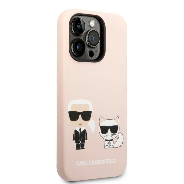 Originalus dėklas Karl Lagerfeld KLHMP14LSSKCI iPhone 14 Pro 6.1 hardcase light rožinis / light rožinis Silicone Karl &  Choupette Magsafe 3 Originalus dėklas Karl Lagerfeld KLHMP14LSSKCI iPhone 14 Pro 6.1 hardcase light rožinis / light rožinis Silicone Karl &  Choupette Magsafe 3