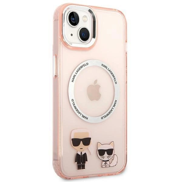 Originalus dėklas Karl Lagerfeld KLHMP14MHKCP iPhone 14 Plus 6.7 hardcase rožinis / rožinis Karl &  Choupette Aluminum Magsafe 3 Originalus dėklas Karl Lagerfeld KLHMP14MHKCP iPhone 14 Plus 6.7 hardcase rožinis / rožinis Karl &  Choupette Aluminum Magsafe 3
