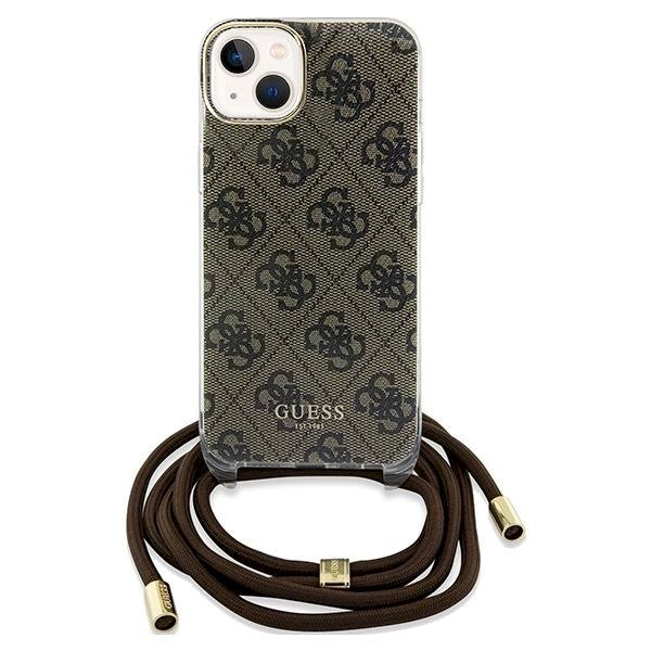 Originalus Guess dėklas Crossbody Cord 4G Print case for iPhone 15 / 14 / 13 - Rudas 1 Originalus Guess dėklas Crossbody Cord 4G Print case for iPhone 15 / 14 / 13 - Rudas 1