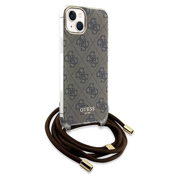 Originalus Guess dėklas Crossbody Cord 4G Print case for iPhone 15 / 14 / 13 - Rudas 2 Originalus Guess dėklas Crossbody Cord 4G Print case for iPhone 15 / 14 / 13 - Rudas 2