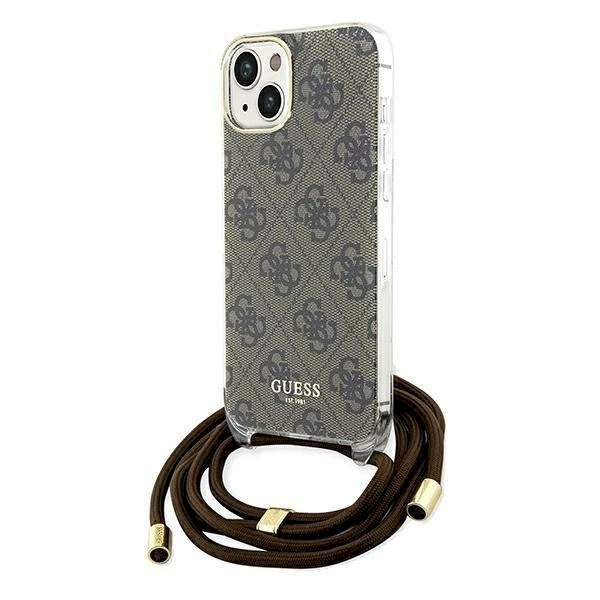 Originalus Guess dėklas Crossbody Cord 4G Print case for iPhone 15 / 14 / 13 - Rudas Originalus Guess dėklas Crossbody Cord 4G Print case for iPhone 15 / 14 / 13 - Rudas