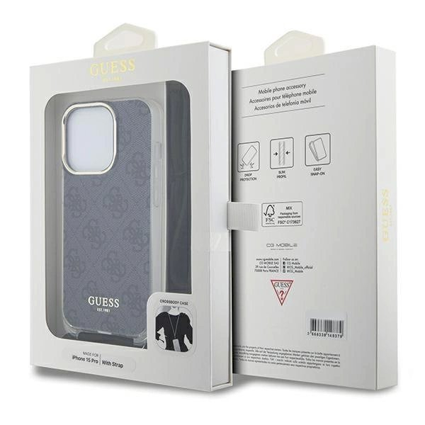 Originalus Guess dėklas Crossbody Cord 4G Print case for iPhone 15 Pro Max - Juodas 6 Originalus Guess dėklas Crossbody Cord 4G Print case for iPhone 15 Pro Max - Juodas 6