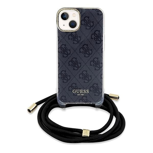 Originalus Guess dėklas Crossbody Cord 4G Print Case for iPhone 15/14/13 - Juodas 1 Originalus Guess dėklas Crossbody Cord 4G Print Case for iPhone 15/14/13 - Juodas 1