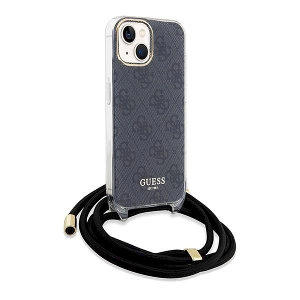 Originalus Guess dėklas Crossbody Cord 4G Print Case for iPhone 15/14/13 - Juodas 2 Originalus Guess dėklas Crossbody Cord 4G Print Case for iPhone 15/14/13 - Juodas 2