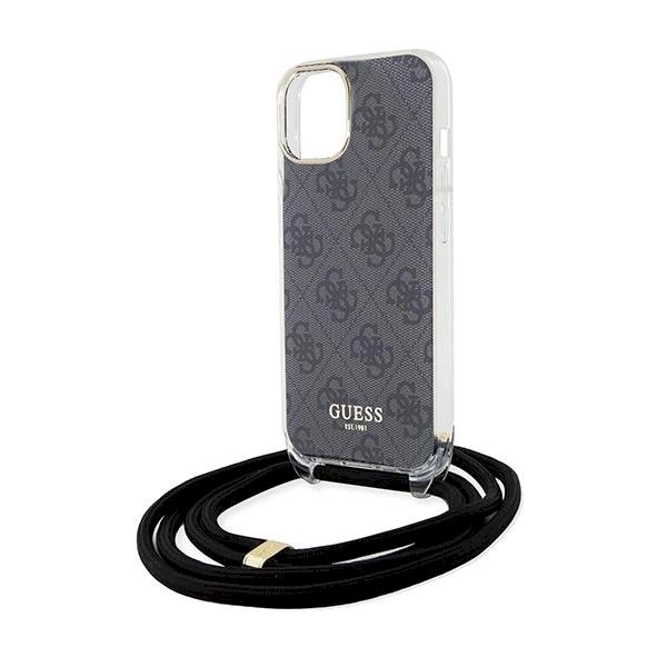 Originalus Guess dėklas Crossbody Cord 4G Print Case for iPhone 15/14/13 - Juodas 4 Originalus Guess dėklas Crossbody Cord 4G Print Case for iPhone 15/14/13 - Juodas 4