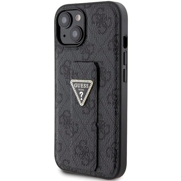Originalus Guess dėklas Grip Stand 4G Triangle Strass case for iPhone 15 - Juodas 1 Originalus Guess dėklas Grip Stand 4G Triangle Strass case for iPhone 15 - Juodas 1