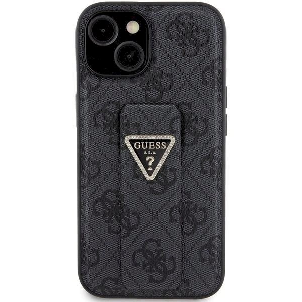 Originalus Guess dėklas Grip Stand 4G Triangle Strass case for iPhone 15 - Juodas 2 Originalus Guess dėklas Grip Stand 4G Triangle Strass case for iPhone 15 - Juodas 2