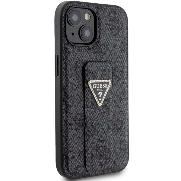Originalus Guess dėklas Grip Stand 4G Triangle Strass case for iPhone 15 - Juodas 3 Originalus Guess dėklas Grip Stand 4G Triangle Strass case for iPhone 15 - Juodas 3