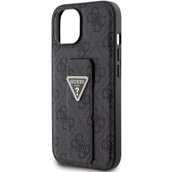Originalus Guess dėklas Grip Stand 4G Triangle Strass case for iPhone 15 - Juodas 5 Originalus Guess dėklas Grip Stand 4G Triangle Strass case for iPhone 15 - Juodas 5