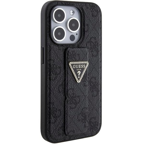 Originalus Guess dėklas Grip Stand 4G Triangle Strass case for iPhone 15 Pro Max - Juodas 4 Originalus Guess dėklas Grip Stand 4G Triangle Strass case for iPhone 15 Pro Max - Juodas 4