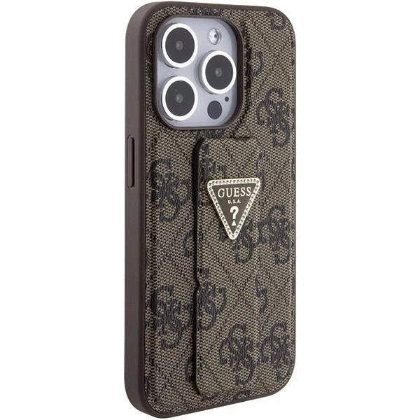 Originalus Guess dėklas Grip Stand 4G Triangle Strass case for iPhone 15 Pro Max - Rudas 4 Originalus Guess dėklas Grip Stand 4G Triangle Strass case for iPhone 15 Pro Max - Rudas 4
