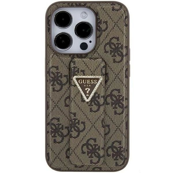 Originalus Guess dėklas Grip Stand 4G Triangle Strass case for iPhone 15 - Rudas Originalus Guess dėklas Grip Stand 4G Triangle Strass case for iPhone 15 - Rudas