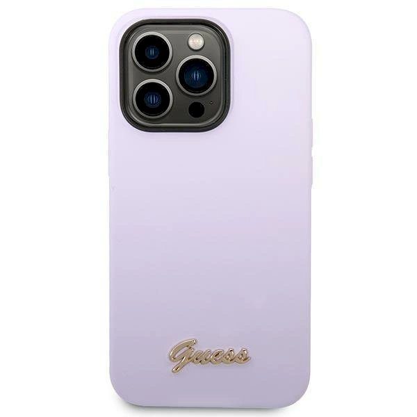 Originalus Guess dėklas GUHCP14LSLSMU iPhone 14 Pro 6.1&quot; Violetinis/Violetinis hard case Silicone Vintage Auksinis Logo 2