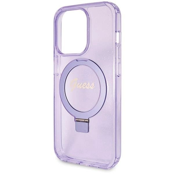 Originalus Guess dėklas Ring Stand Script Glitter MagSafe case for iPhone 13 Pro Max - Violetinis 5 Originalus Guess dėklas Ring Stand Script Glitter MagSafe case for iPhone 13 Pro Max - Violetinis 5