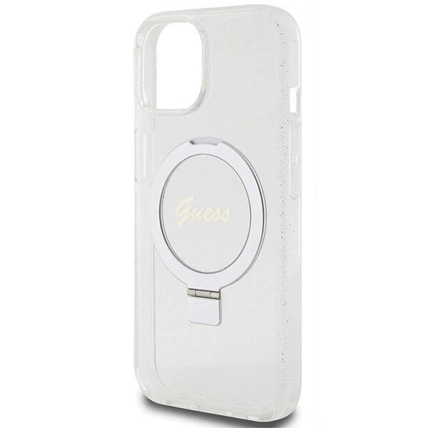 Originalus Guess dėklas Ring Stand Script Glitter MagSafe case for iPhone 15 / 14 / 13 - Permatomas 5 Originalus Guess dėklas Ring Stand Script Glitter MagSafe case for iPhone 15 / 14 / 13 - Permatomas 5