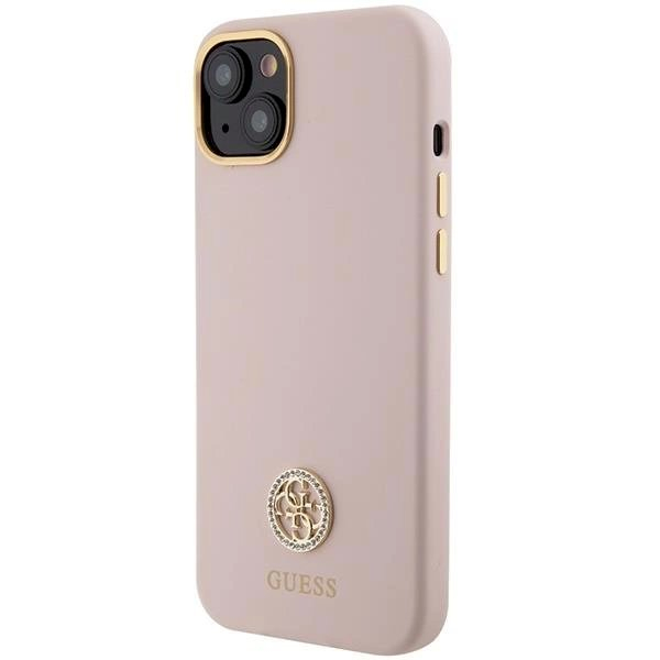 Originalus Guess dėklas Silicone Logo Strass 4G case for iPhone 15 - light Rožinis Originalus Guess dėklas Silicone Logo Strass 4G case for iPhone 15 - light Rožinis