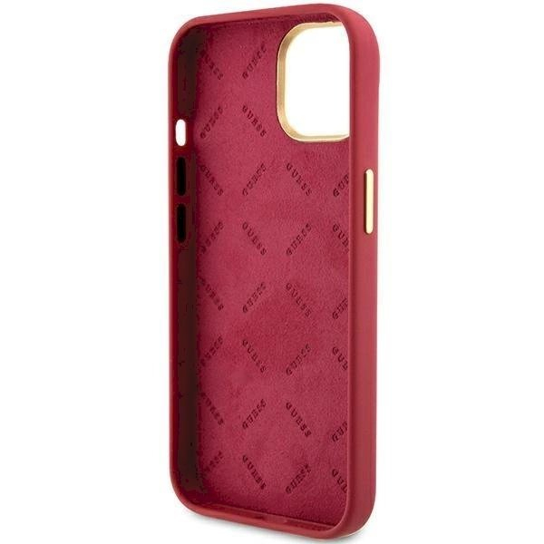 Originalus Guess dėklas Silicone Script Metal Logo & Frame case for iPhone 15 - Raudonas 6 Originalus Guess dėklas Silicone Script Metal Logo & Frame case for iPhone 15 - Raudonas 6