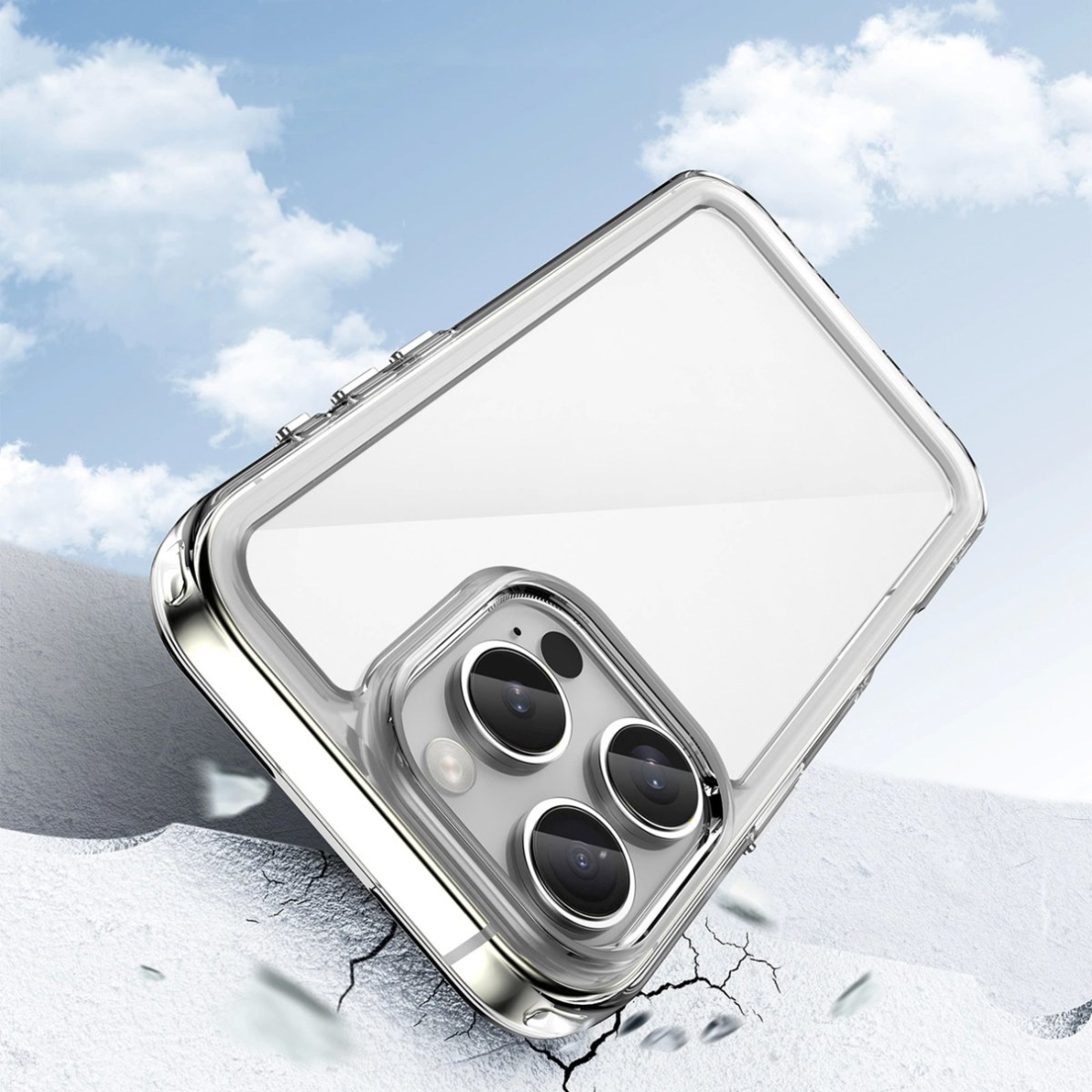 Outer Space lankstus dėklas iPhone 16E - permatomas 2 Outer Space lankstus dėklas iPhone 16E - permatomas 2