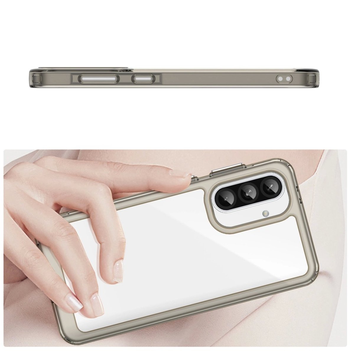 Outer Space dėklas su lanksčiu rėmeliu Samsung Galaxy A26 - pusiau permatomas, juodas 4 Outer Space dėklas su lanksčiu rėmeliu Samsung Galaxy A26 - pusiau permatomas, juodas 4