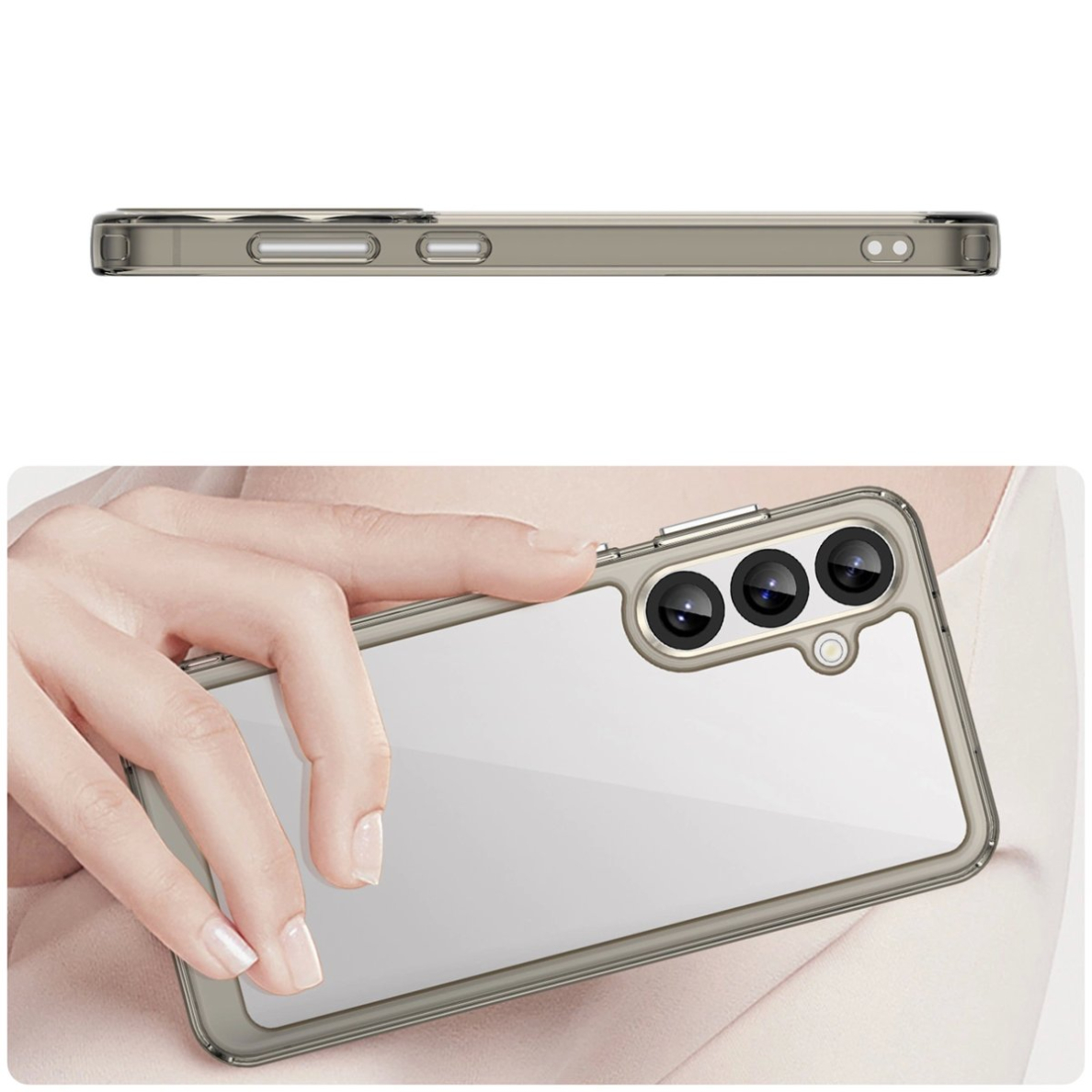 Outer Space dėklas su lanksčiu rėmeliu Samsung Galaxy A36 - pusiau permatomas, juodas 3 Outer Space dėklas su lanksčiu rėmeliu Samsung Galaxy A36 - pusiau permatomas, juodas 3