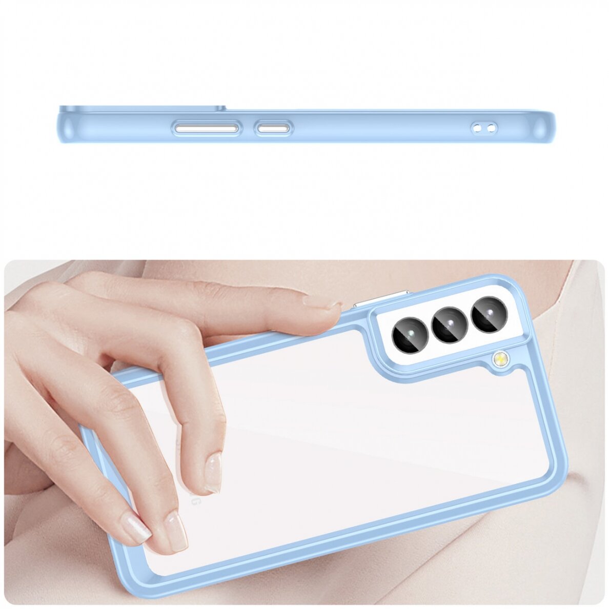 Dėklas Outer Space Case Samsung Galaxy S23 mėlynais kraštais 4 Dėklas Outer Space Case Samsung Galaxy S23 mėlynais kraštais 4