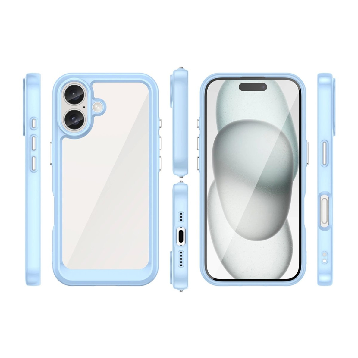 Dėklas Outer Space Gel Frame iPhone 16 - Mėlynas 1 Dėklas Outer Space Gel Frame iPhone 16 - Mėlynas 1