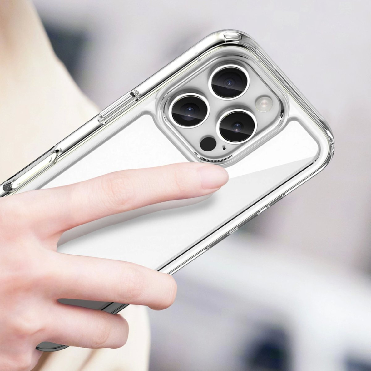 Dėklas Outer Space Gel Frame iPhone 16 Pro Max - Skaidrus 4 Dėklas Outer Space Gel Frame iPhone 16 Pro Max - Skaidrus 4
