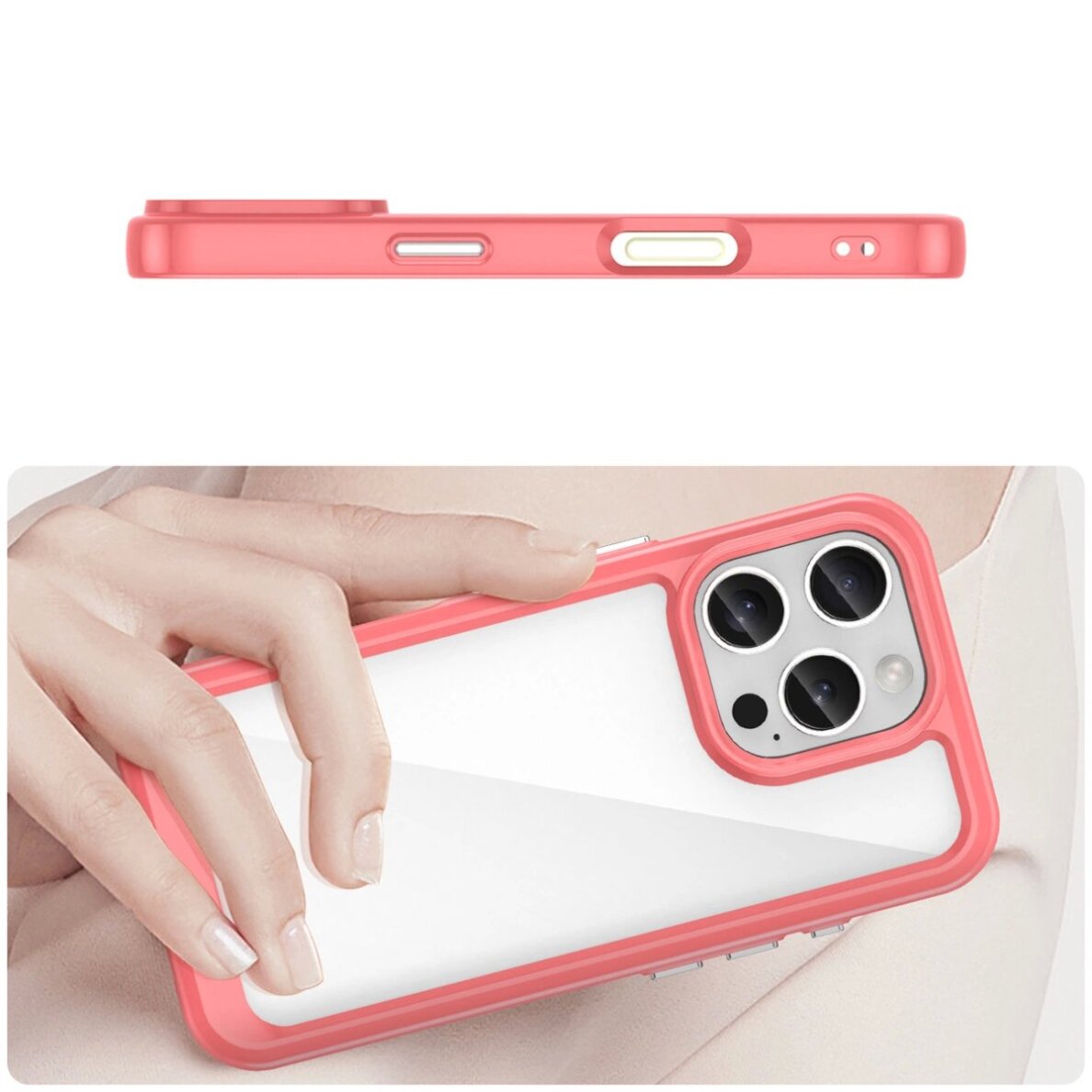 Akcija! Dėklas Outer Space Gel Frame iPhone 16 Pro Max - Raudonas  3 Akcija! Dėklas Outer Space Gel Frame iPhone 16 Pro Max - Raudonas  3