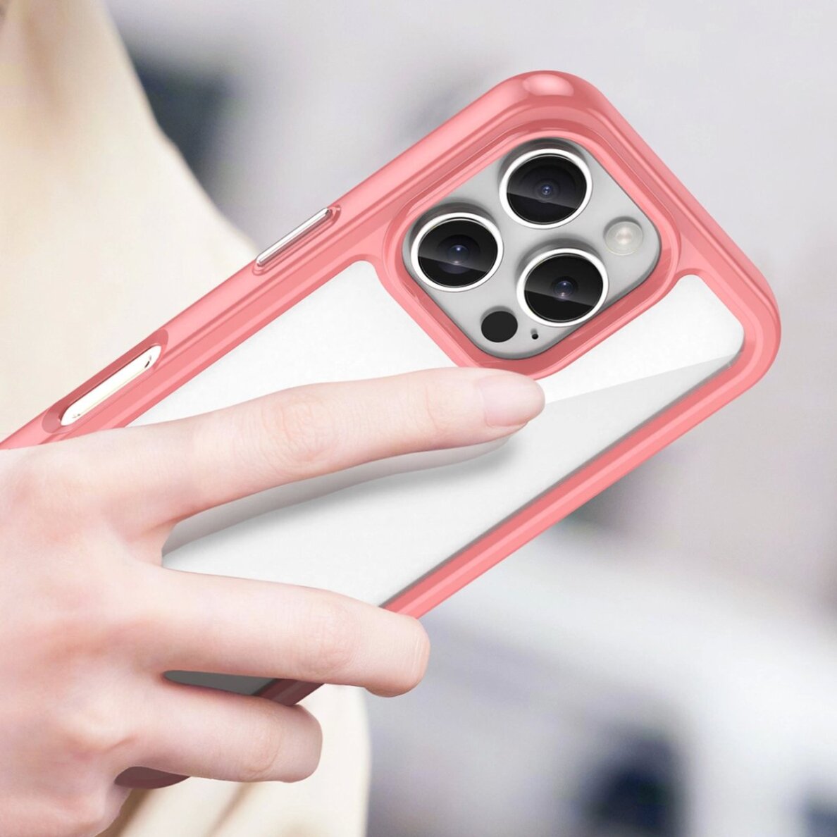 Akcija! Dėklas Outer Space Gel Frame iPhone 16 Pro Max - Raudonas  4 Akcija! Dėklas Outer Space Gel Frame iPhone 16 Pro Max - Raudonas  4