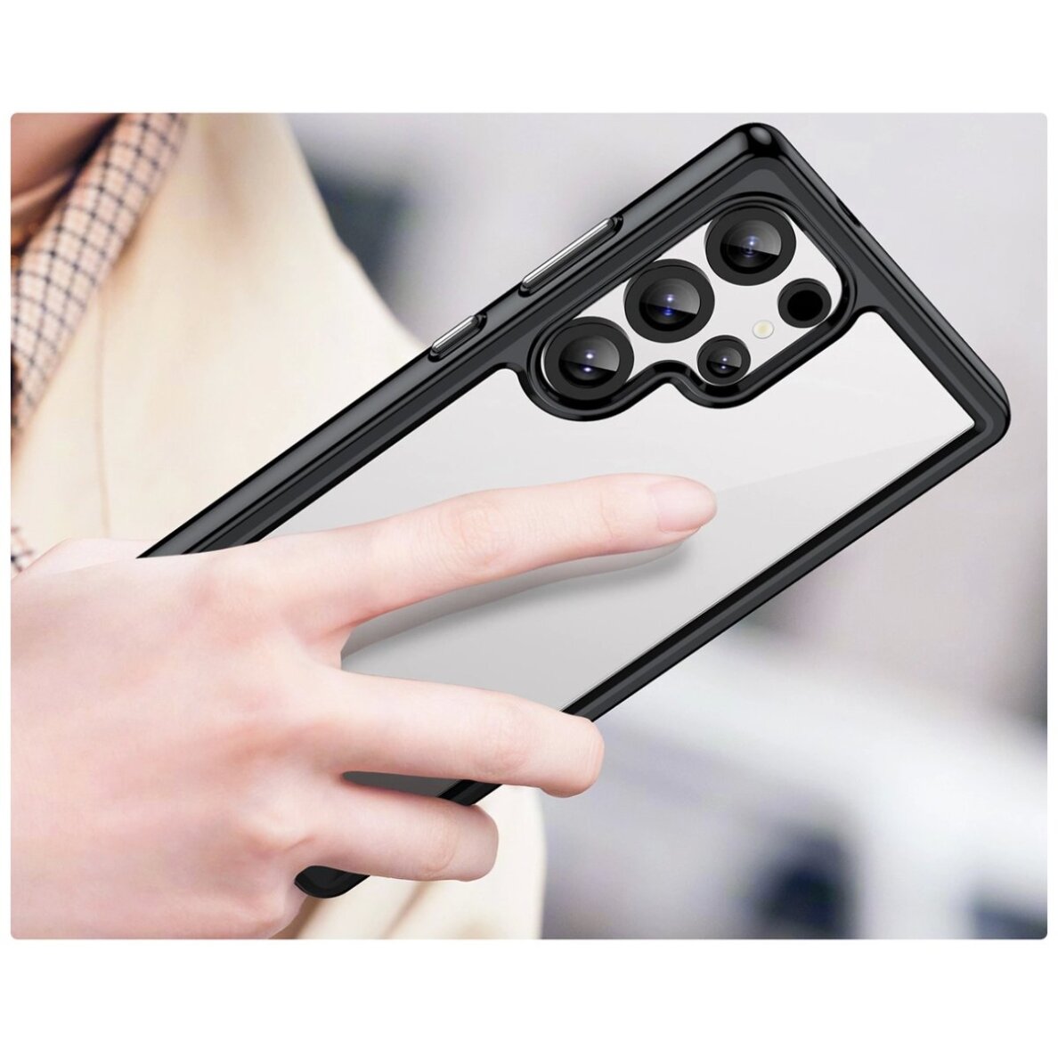 Akcija! Dėklas Outer Space Gel Frame Samsung Galaxy S25 Ultra - Juodas 4