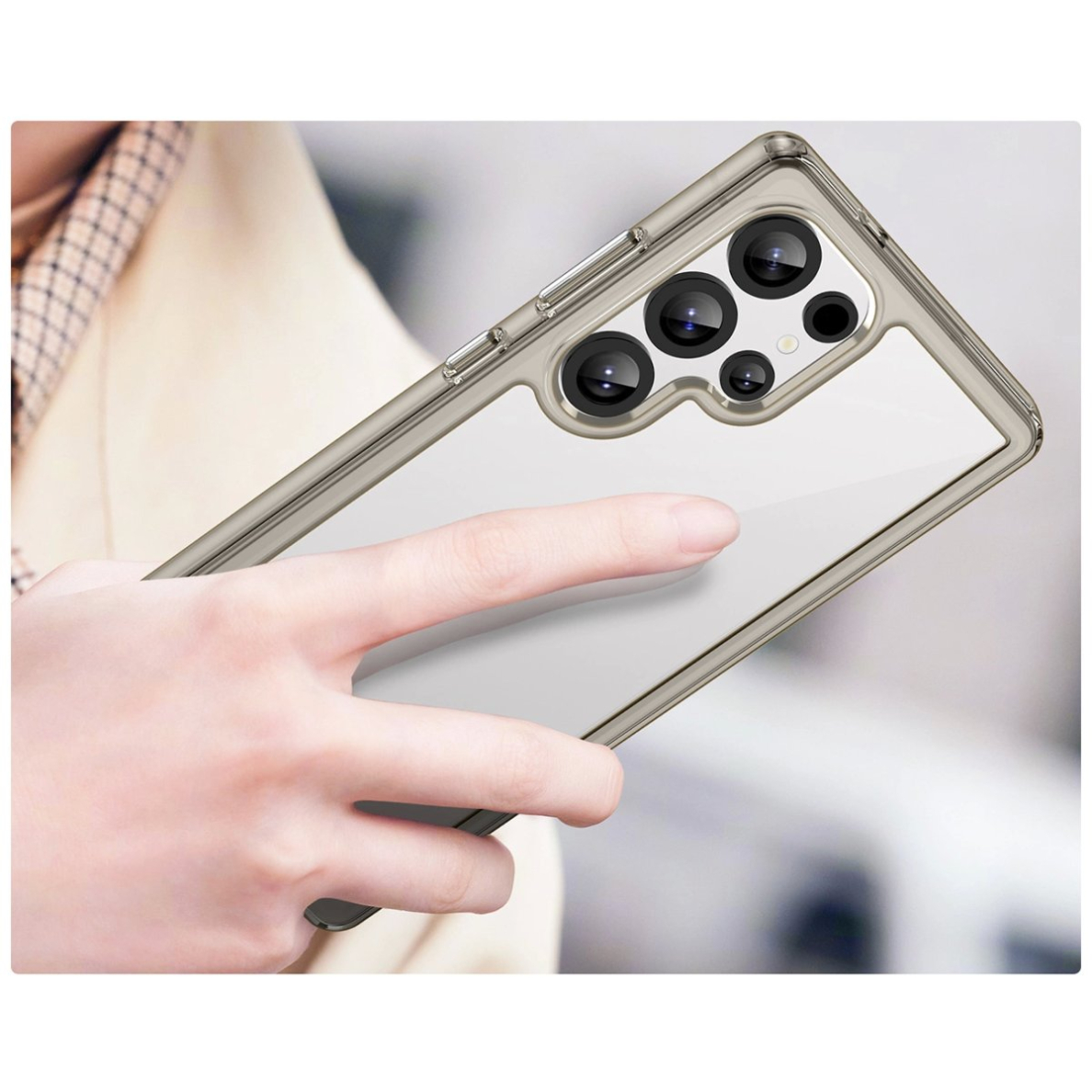 Dėklas Outer Space Gel Frame Samsung Galaxy S25 Ultra - Skaidrus Juodas 4 Dėklas Outer Space Gel Frame Samsung Galaxy S25 Ultra - Skaidrus Juodas 4