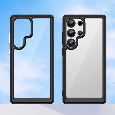Akcija! Dėklas Outer Space Gel Frame Samsung Galaxy S25 Ultra - Juodas 6