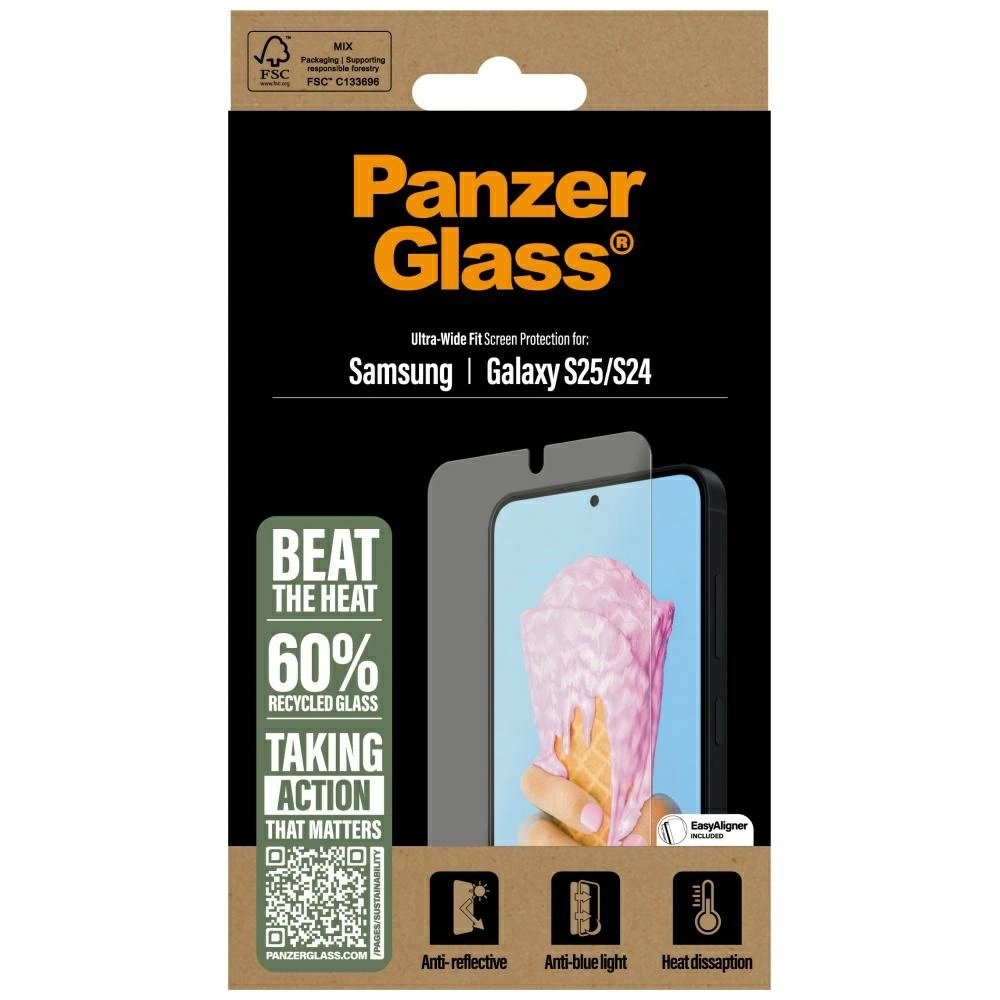 PanzerGlass All-in-One Ultra-Wide Fit apsauginis stiklas skirtas Samsung Galaxy S25 3