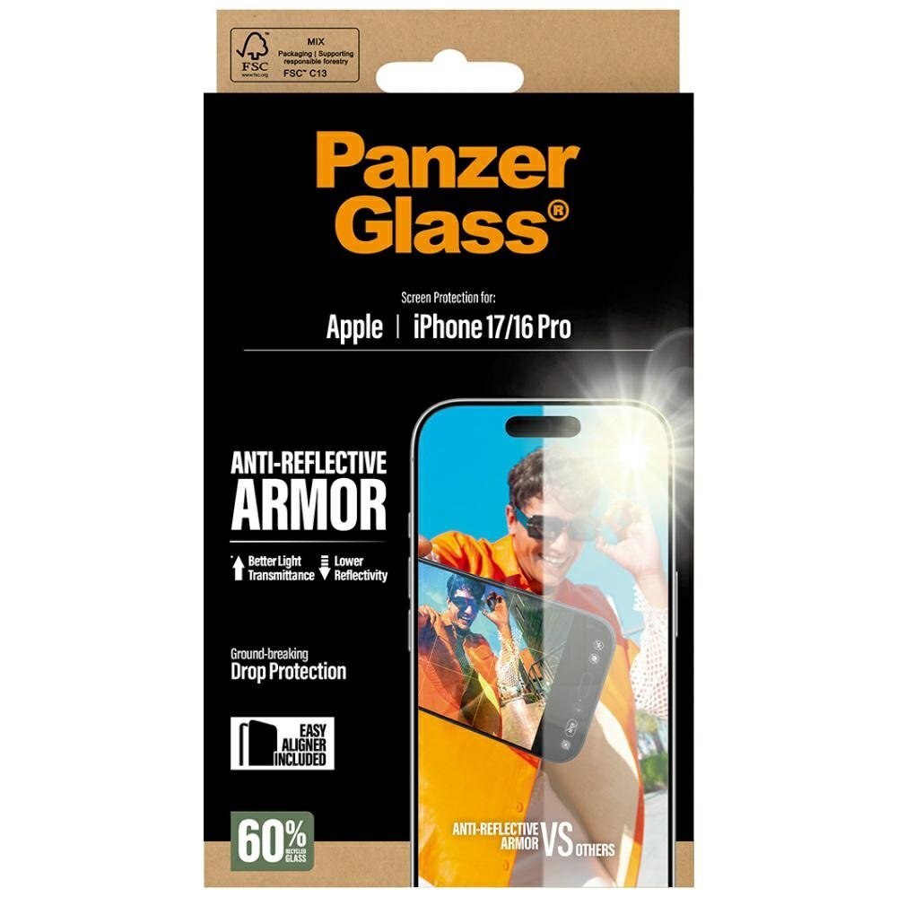 iPhone 17 / 16 Pro PanzerGlass Armor Anti-Reflective EasyAligner grūdintas stiklas 4