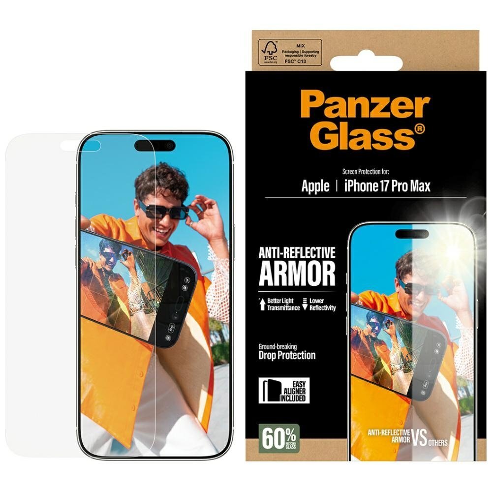 iPhone 17 Pro Max PanzerGlass Armor Anti-Reflective EasyAligner grūdintas stiklas
