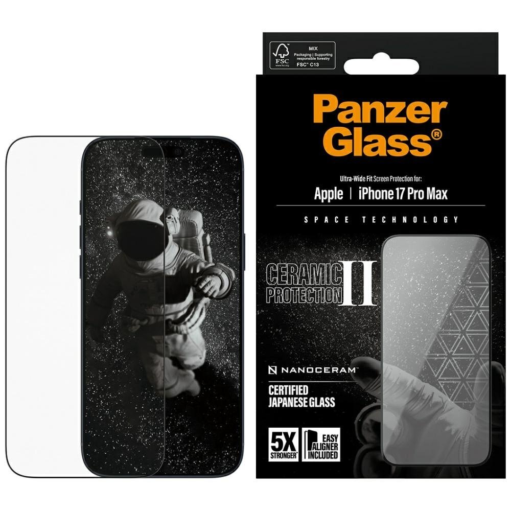 iPhone 17 Pro Max PanzerGlass Ceramic II Ultra-Wide Fit EasyAligner grūdintas stiklas iPhone 17 Pro Max PanzerGlass Ceramic II Ultra-Wide Fit EasyAligner grūdintas stiklas