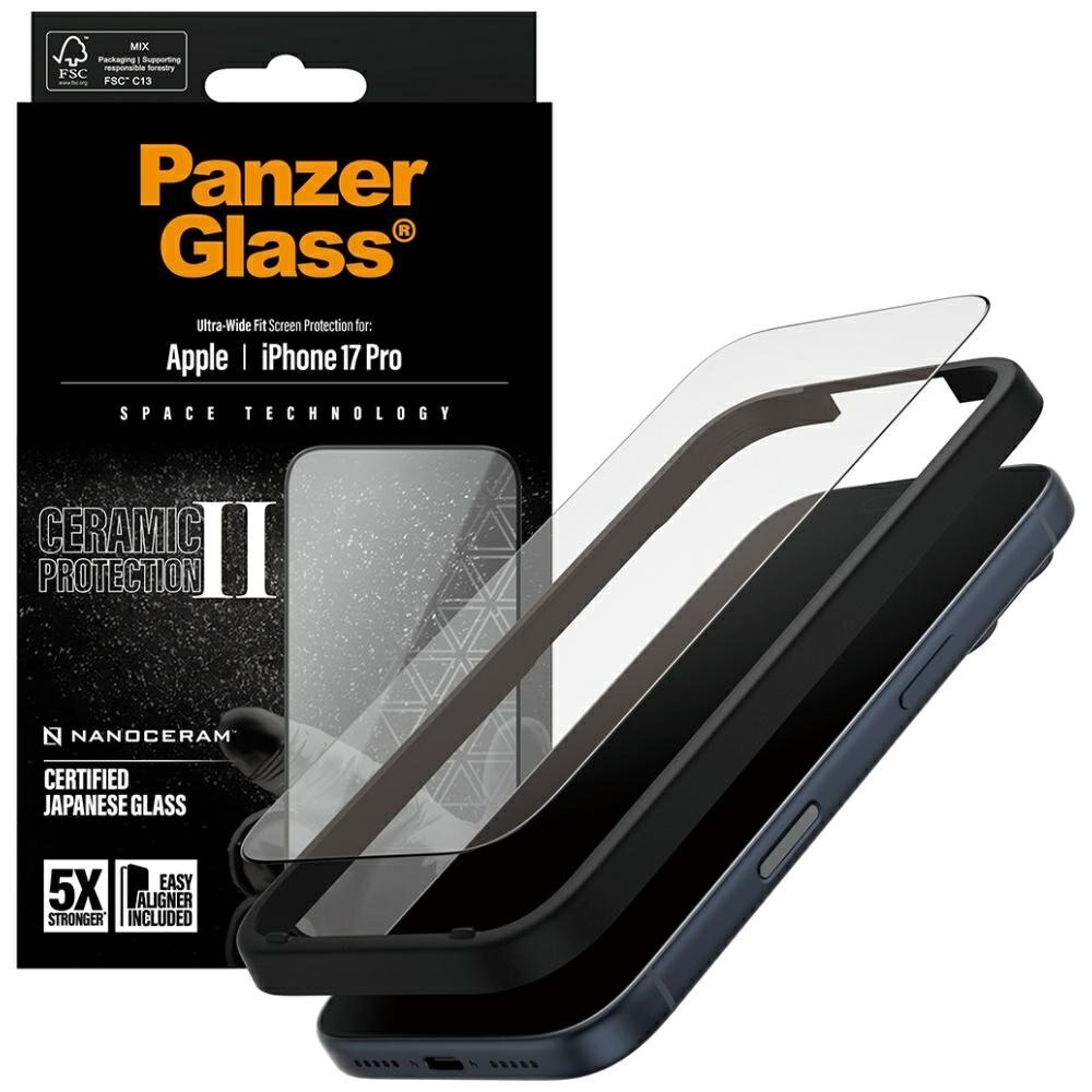 iPhone 17 Pro PanzerGlass Ceramic II Ultra-Wide Fit EasyAligner grūdintas stiklas 3 iPhone 17 Pro PanzerGlass Ceramic II Ultra-Wide Fit EasyAligner grūdintas stiklas 3
