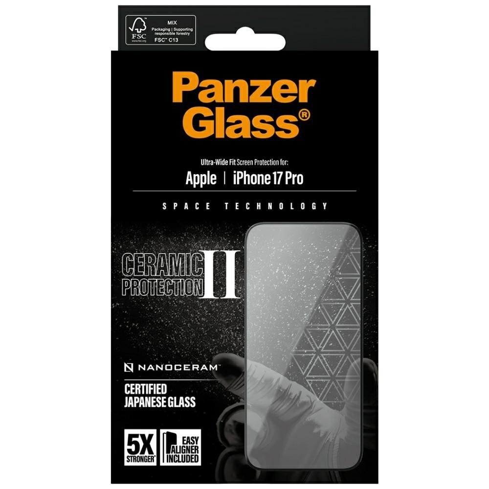 iPhone 17 Pro PanzerGlass Ceramic II Ultra-Wide Fit EasyAligner grūdintas stiklas 4 iPhone 17 Pro PanzerGlass Ceramic II Ultra-Wide Fit EasyAligner grūdintas stiklas 4