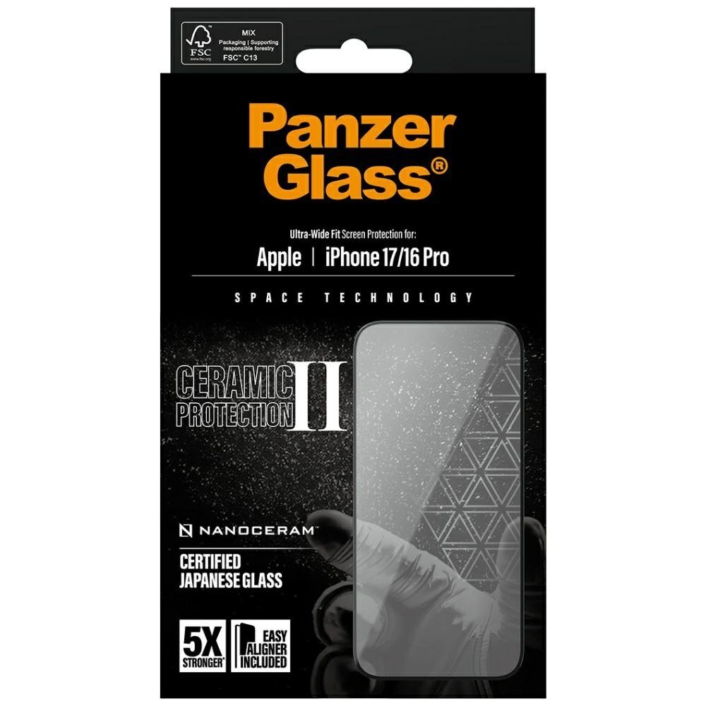 iPhone 16 / 16 Plus / 17 PanzerGlass Ceramic II Ultra-Wide Fit EasyAligner grūdintas stiklas 4