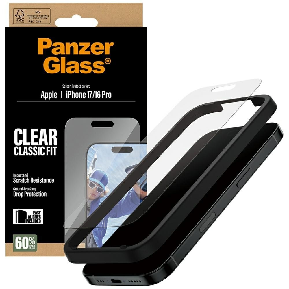 iPhone 17 / 16 Pro PanzerGlass Classic Fit EasyAligner grūdintas stiklas 3 iPhone 17 / 16 Pro PanzerGlass Classic Fit EasyAligner grūdintas stiklas 3