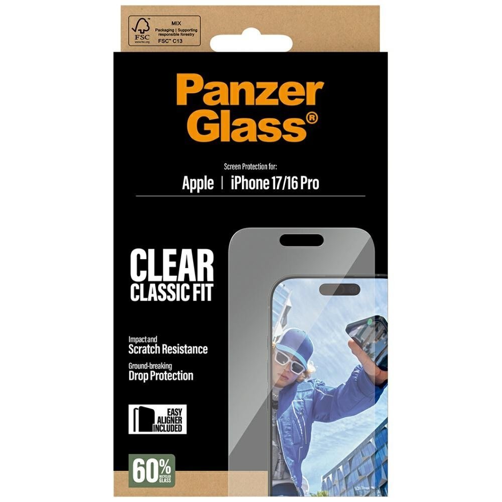 iPhone 17 / 16 Pro PanzerGlass Classic Fit EasyAligner grūdintas stiklas 4 iPhone 17 / 16 Pro PanzerGlass Classic Fit EasyAligner grūdintas stiklas 4
