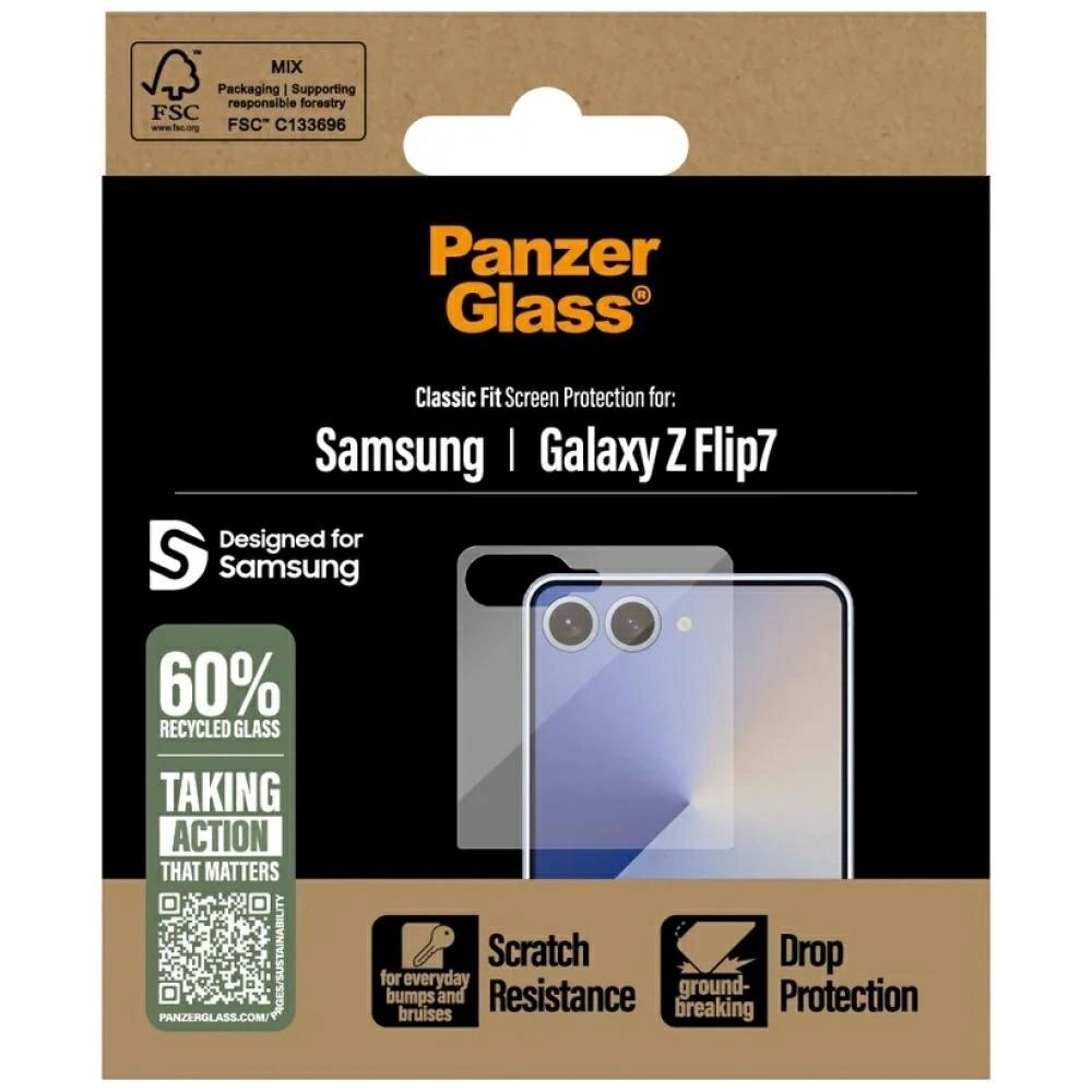 Samsung Galaxy Z Flip7 PanzerGlass Classic Fit grūdintas stiklas 3 Samsung Galaxy Z Flip7 PanzerGlass Classic Fit grūdintas stiklas 3