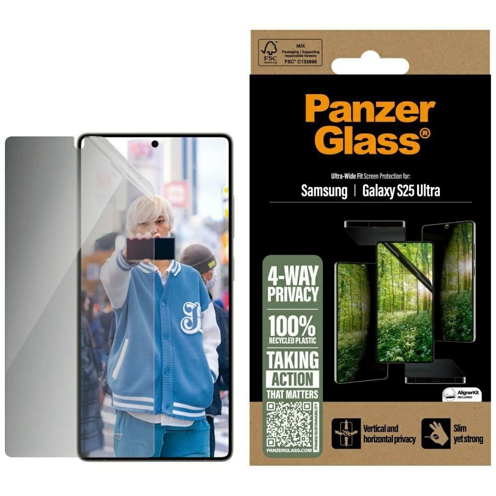 PanzerGlass Eco Matrix Ultra-Wide Fit Privacy stiklas skirtas Samsung Galaxy S25 Ultra PanzerGlass Eco Matrix Ultra-Wide Fit Privacy stiklas skirtas Samsung Galaxy S25 Ultra