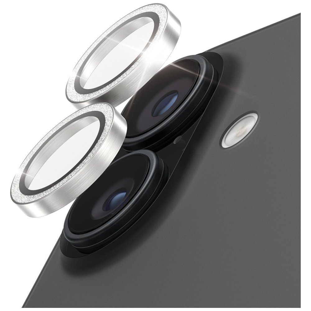 iPhone 17 / 16 / 16 Plus PanzerGlass Hoops Glitter sidabrinis kameros apsauginis stiklas 1 iPhone 17 / 16 / 16 Plus PanzerGlass Hoops Glitter sidabrinis kameros apsauginis stiklas 1