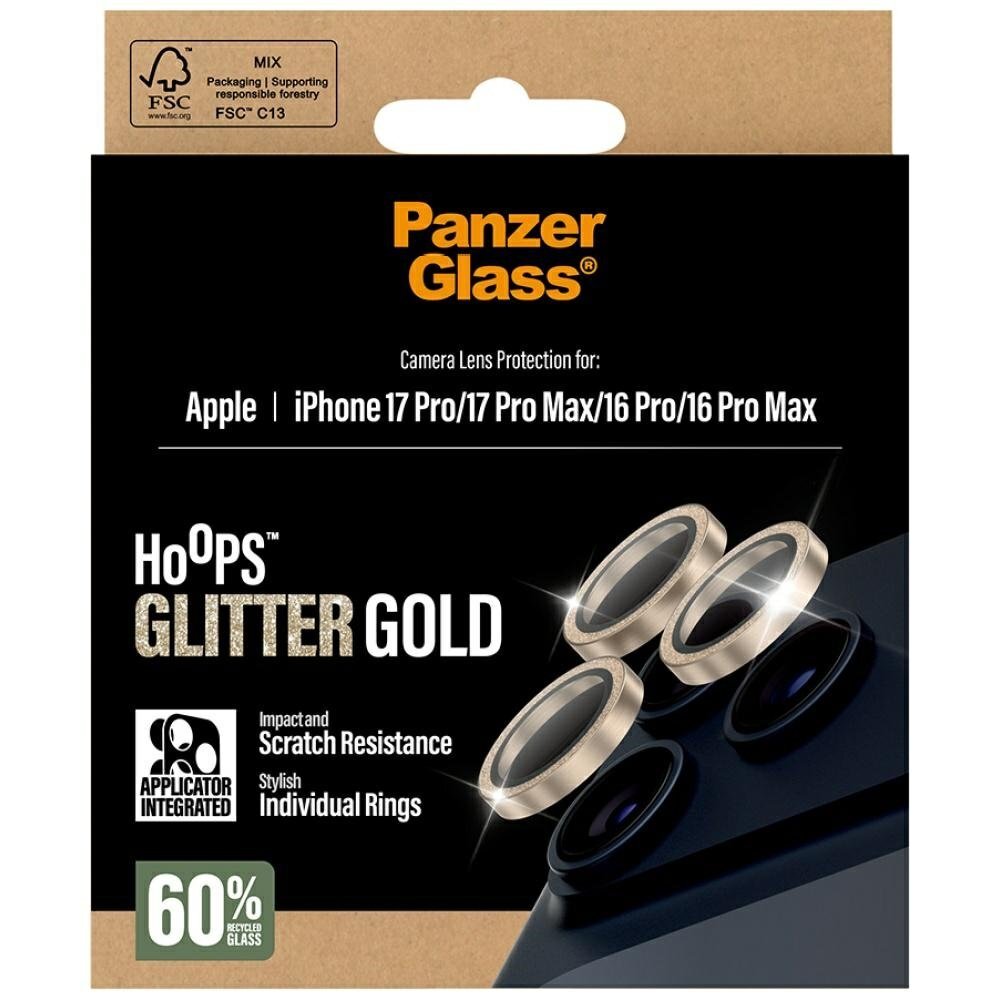 iPhone 17 Pro / 17 Pro Max / 16 Pro / 16 Pro Max PanzerGlass Hoops Glitter auksinis kameros apsauginis stiklas 4 iPhone 17 Pro / 17 Pro Max / 16 Pro / 16 Pro Max PanzerGlass Hoops Glitter auksinis kameros apsauginis stiklas 4