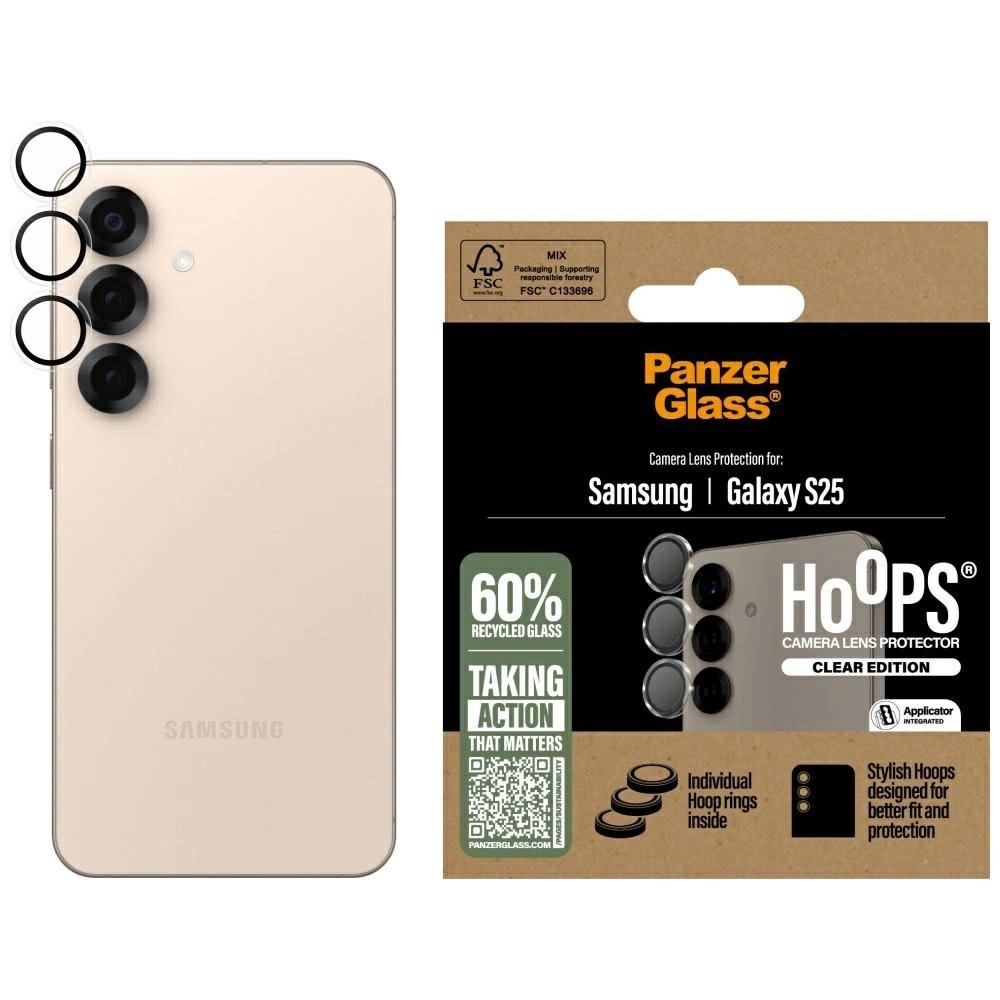 PanzerGlass Hoops objektyvo apsauga – apsauginis stiklas Samsung Galaxy S25 – skaidri