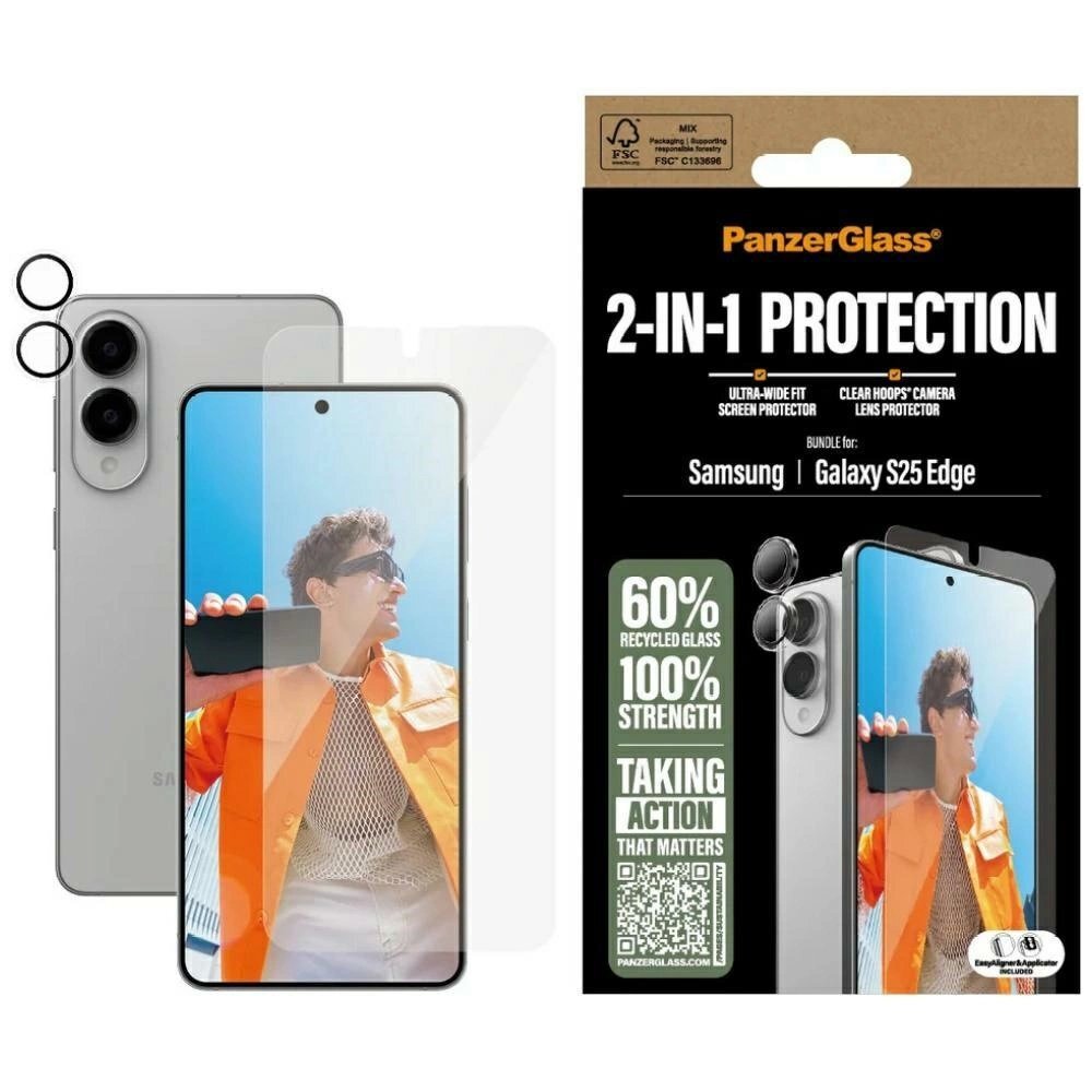 Samsung Galaxy S25 Edge PanzerGlass Hoops+UWF 2in1 stiklo ir kameros rinkinys – skaidrus Samsung Galaxy S25 Edge PanzerGlass Hoops+UWF 2in1 stiklo ir kameros rinkinys – skaidrus