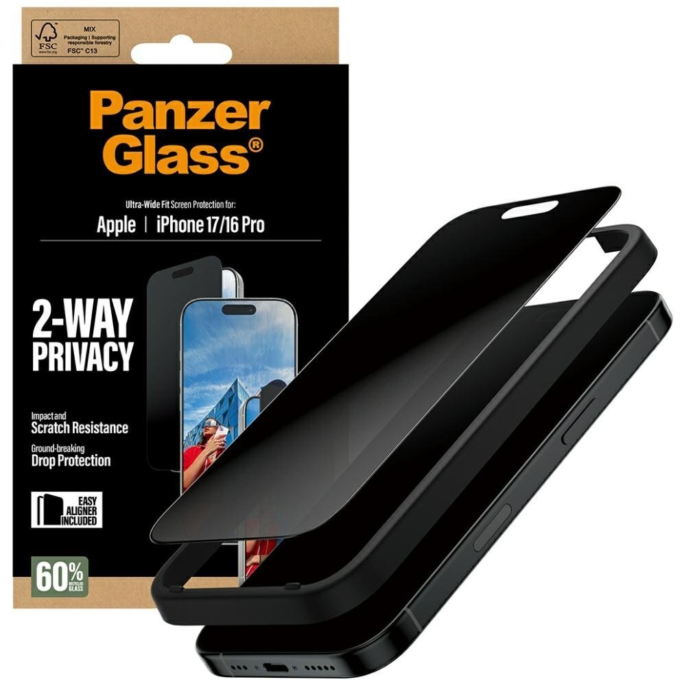 iPhone 17 / 16 Pro PanzerGlass Ultra-Wide Fit EasyAligner Privacy Glass – privatumo 4